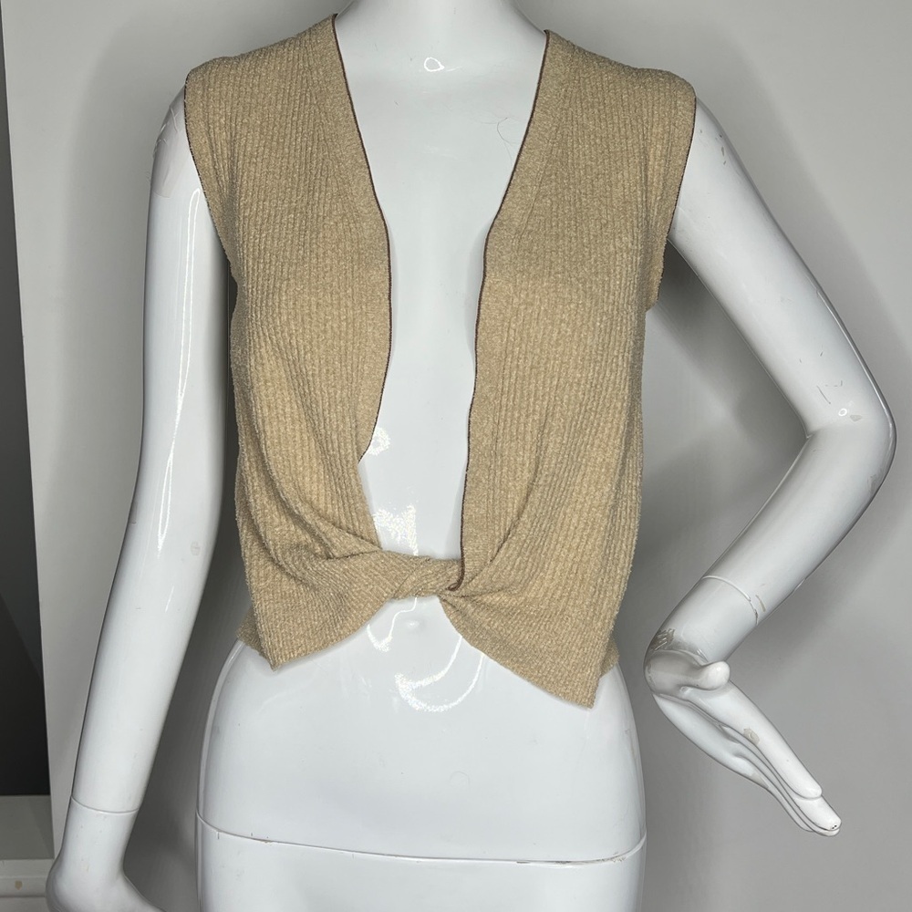 Jacquemus Sz 38 Le Haut Noué Cream Tan Short Sleeve Sweater Vest